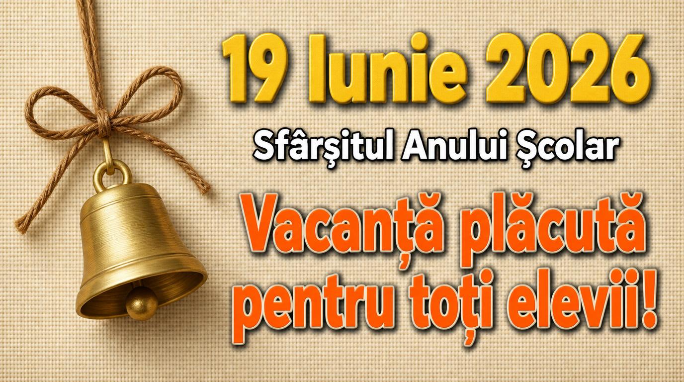 19 Iunie 2026 Sfârșitul Anului Școlar Vacanţă plăcută pentru toți elevii!