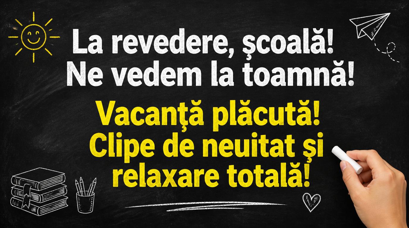 La revedere, școală! Ne vedem la toamnă! Vacanță plăcută! Clipe de neuitat și relaxare totală!