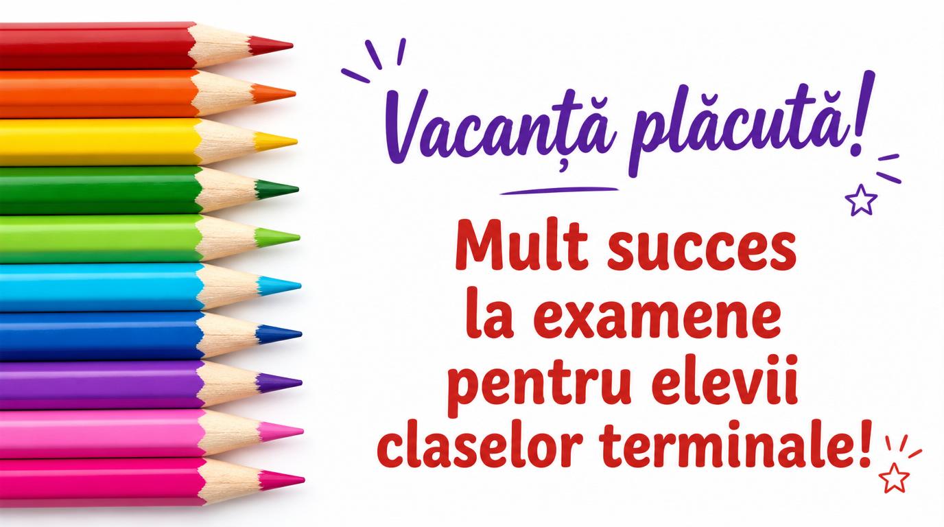 Vacanță plăcută! Mult succes la examene pentru elevii claselor terminale!