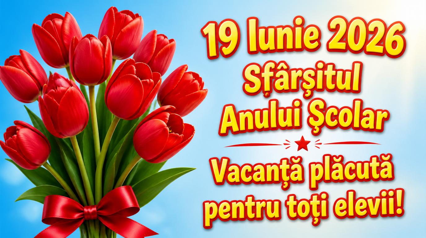19 Iunie 2026 Sfârșitul Anului Școlar Vacanţă plăcută pentru toți elevii!
