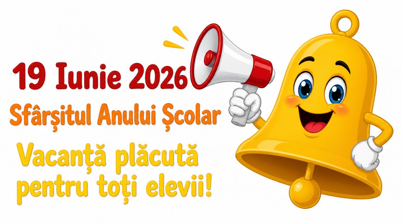 19 Iunie 2026 Sfârșitul Anului Școlar Vacanţă plăcută pentru toți elevii!