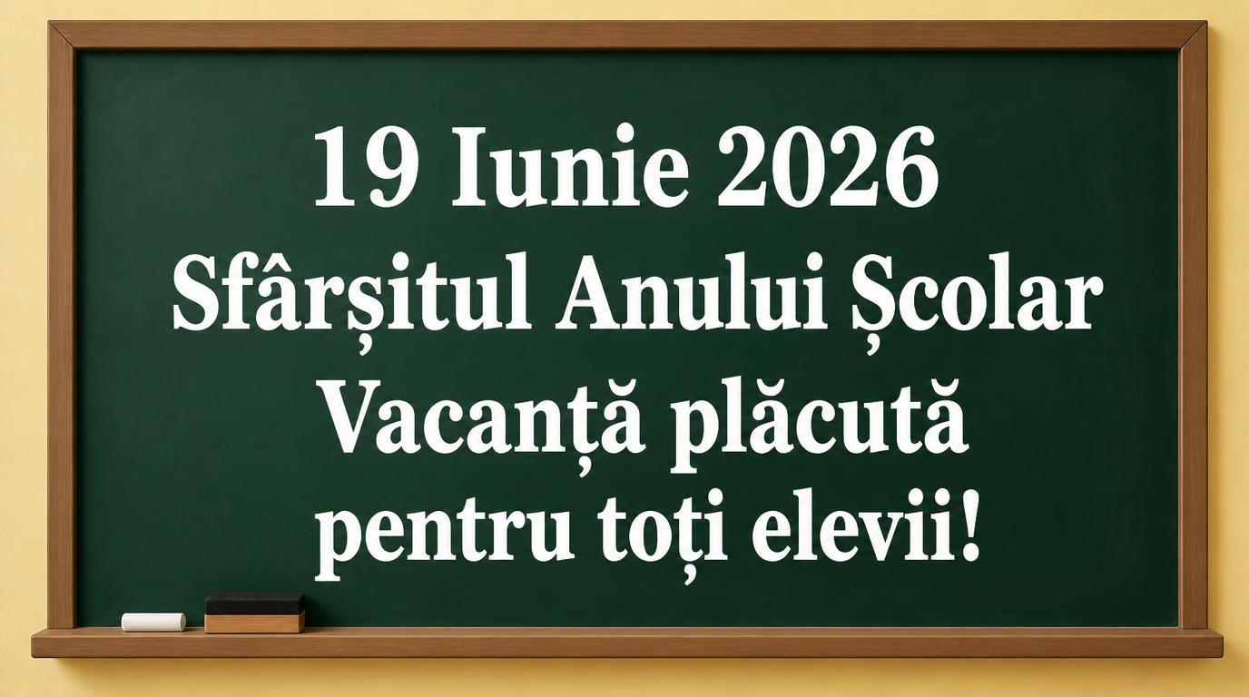 19 Iunie 2026 Sfârșitul Anului Școlar Vacanţă plăcută pentru toți elevii!
