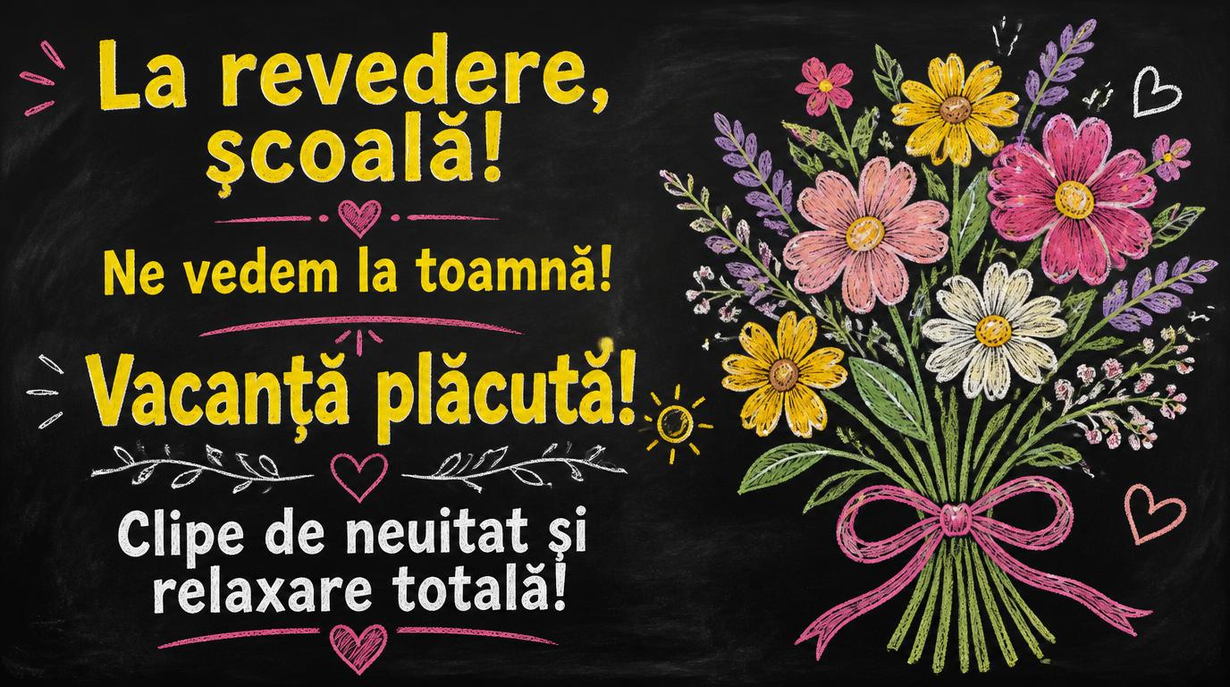 La revedere, școală! Ne vedem la toamnă! Vacanță plăcută! Clipe de neuitat și relaxare totală!
