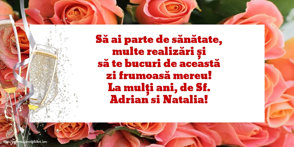 Felicitari de Sfintii Adrian si Natalia - La mulți ani, de Sf. Adrian si Natalia! - mesajeurarifelicitari.com