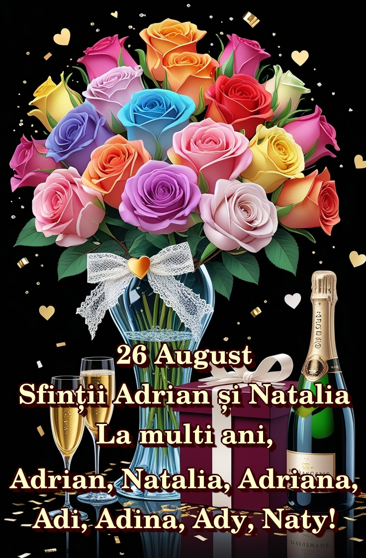 26 August Sfinții Adrian și Natalia La multi ani, Adrian, Natalia, Adriana, Adi, Adina, Ady, Naty!