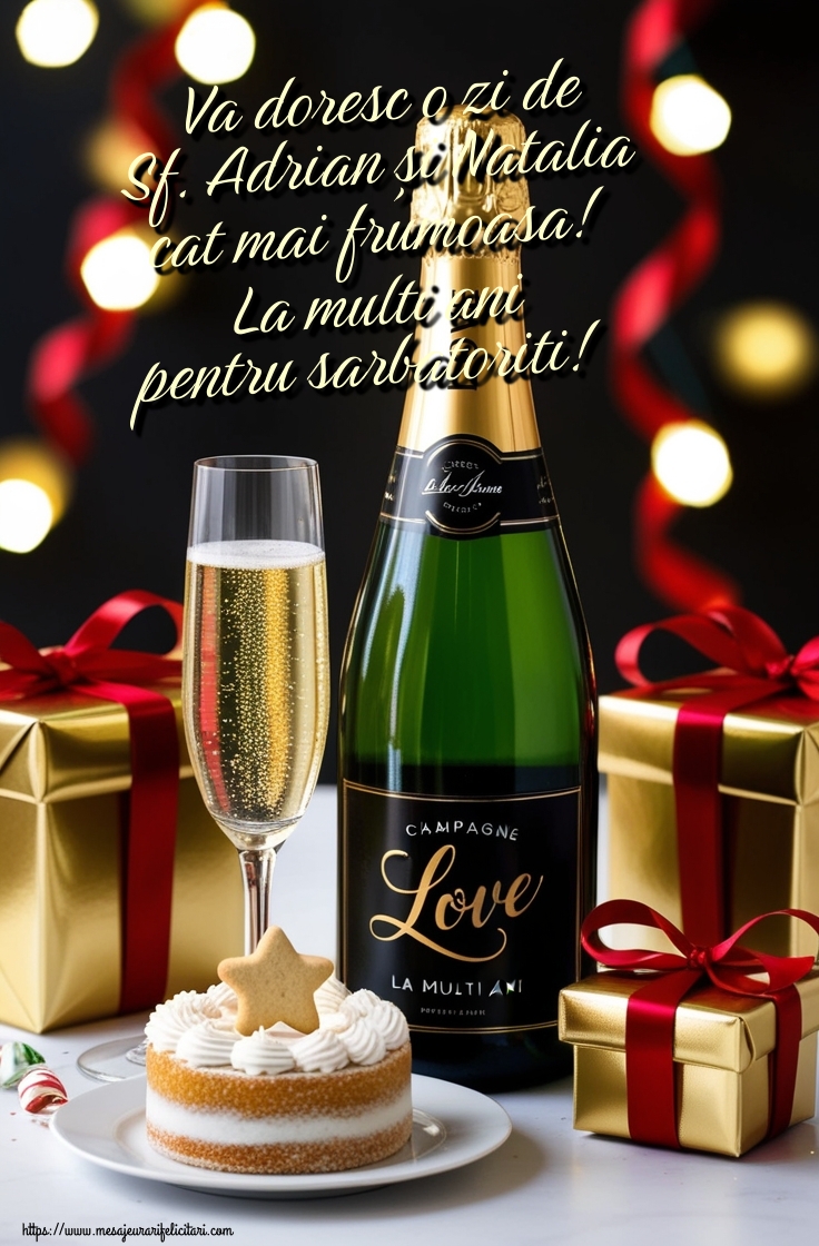 Va doresc o zi de Sf. Adrian și Natalia cat mai frumoasa! La multi ani pentru sarbatoriti!