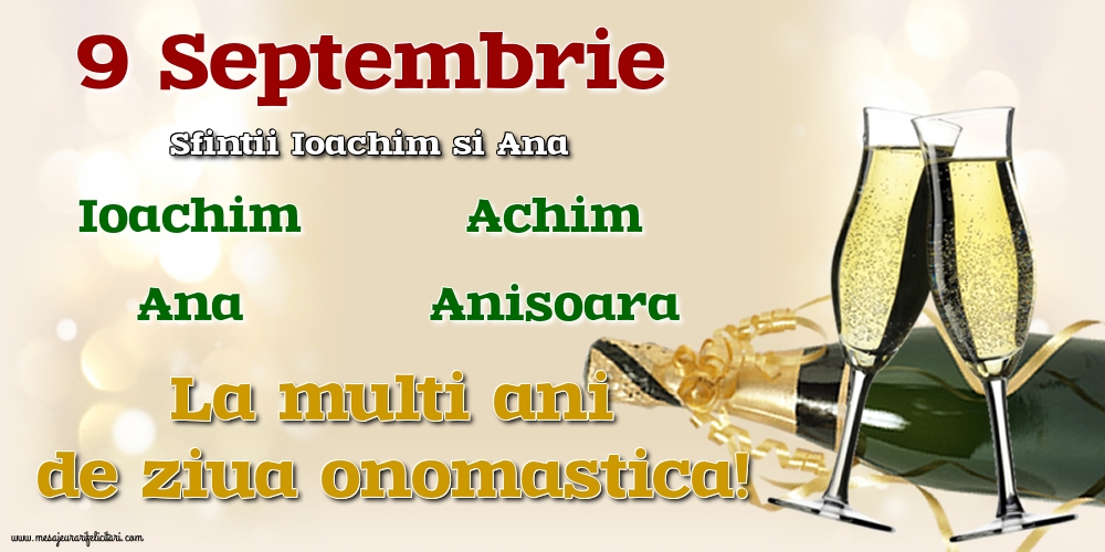 Felicitari de Sfintii Ioachim si Ana - 9 Septembrie - Sfintii Ioachim si Ana - mesajeurarifelicitari.com