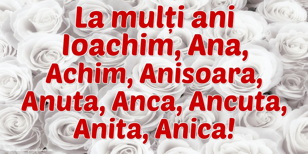 La mulți ani Ioachim, Ana, Achim, Anisoara, Anuta, Anca, Ancuta, Anita, Anica!