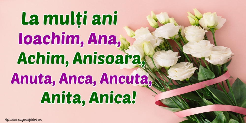 La mulți ani Ioachim, Ana, Achim, Anisoara, Anuta, Anca, Ancuta, Anita, Anica!