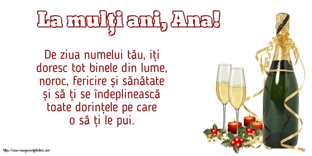 Felicitari de Sfintii Ioachim si Ana - La mulți ani, Ana! - mesajeurarifelicitari.com