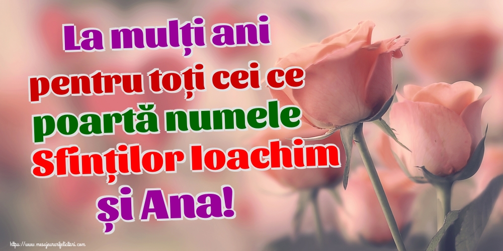 La mulți ani pentru toți cei ce poartă numele Sfinților Ioachim și Ana!