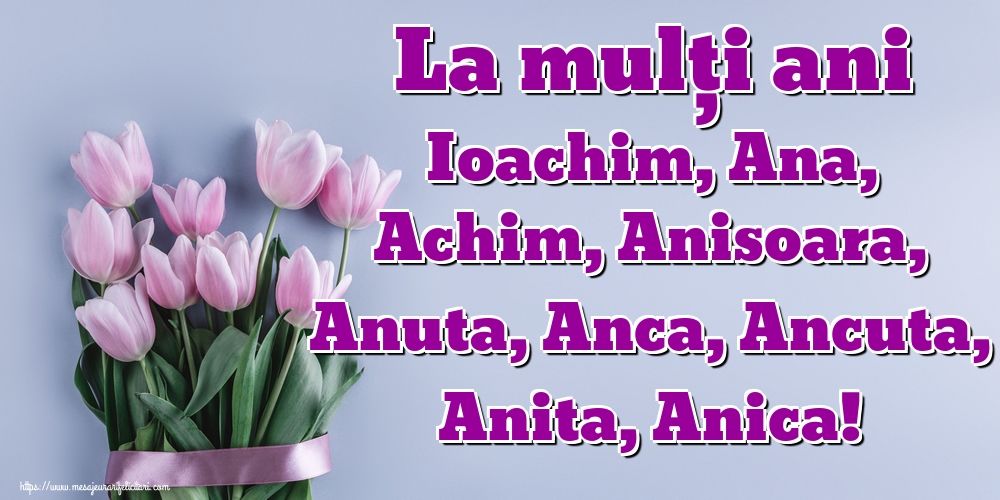 La mulți ani Ioachim, Ana, Achim, Anisoara, Anuta, Anca, Ancuta, Anita, Anica!