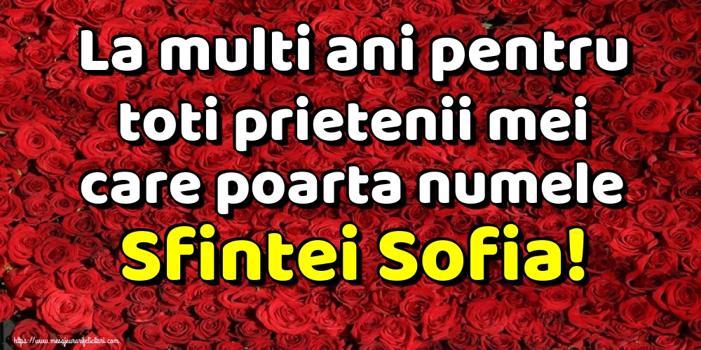La multi ani pentru toti prietenii mei care poarta numele Sfintei Sofia!