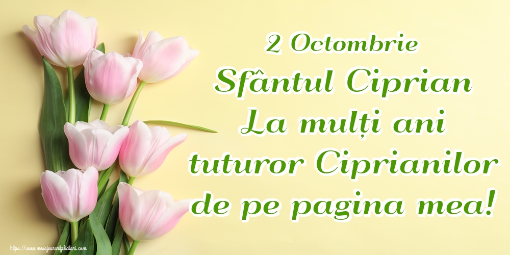 Felicitari de Sfântul Ciprian - 2 Octombrie Sfântul Ciprian La mulți ani tuturor Ciprianilor de pe pagina mea! - mesajeurarifelicitari.com