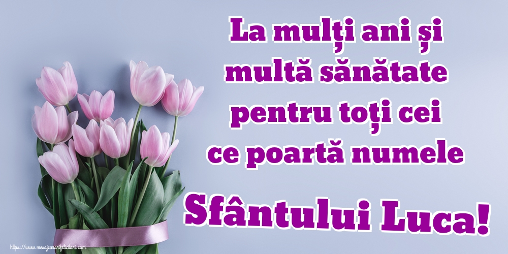 La mulți ani și multă sănătate pentru toți cei ce poartă numele Sfântului Luca!