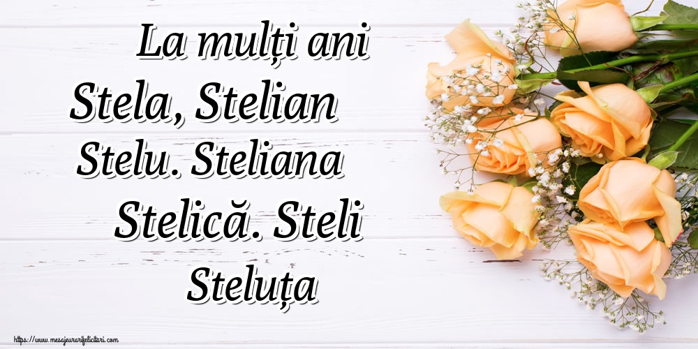La mulți ani Stela, Stelian Stelu. Steliana Stelică. Steli Steluța