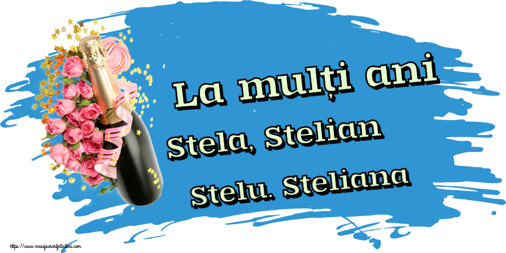 La mulți ani Stela, Stelian Stelu. Steliana ~ aranjament cu șampanie și flori