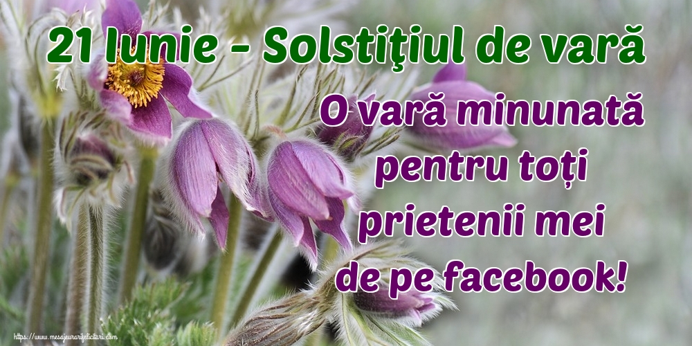 21 Iunie - Solstiţiul de vară O vară minunată pentru toți prietenii mei de pe facebook!