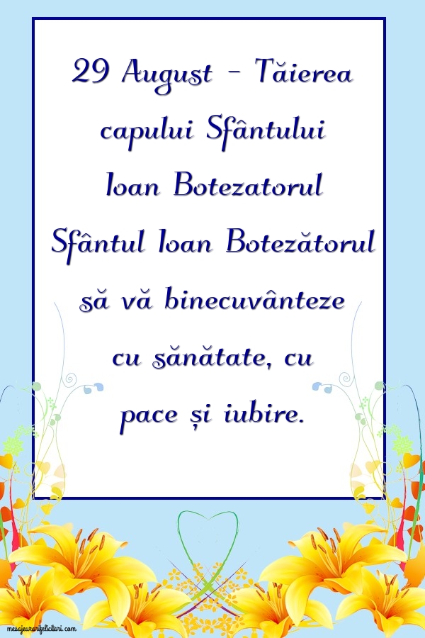 Sfântul Ioan Botezătorul să vă binecuvânteze cu sănătate