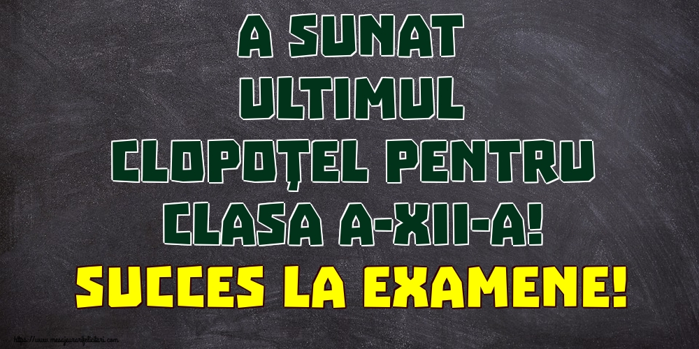 A sunat ultimul clopoţel pentru clasa a-XII-a! Succes la examene!