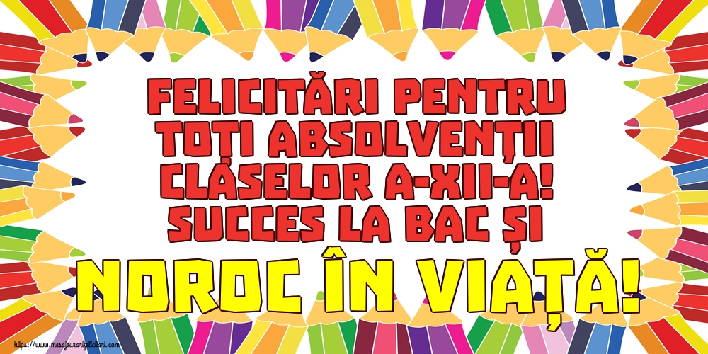 Felicitări pentru toți absolvenţii claselor a-XII-a! Succes la BAC și noroc în viață!