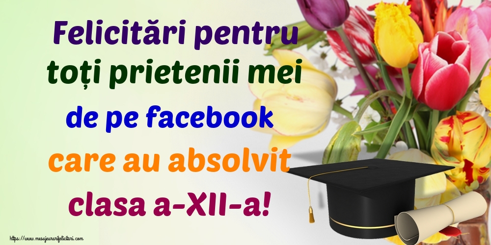 Felicitări pentru toți prietenii mei de pe facebook care au absolvit clasa a-XII-a!