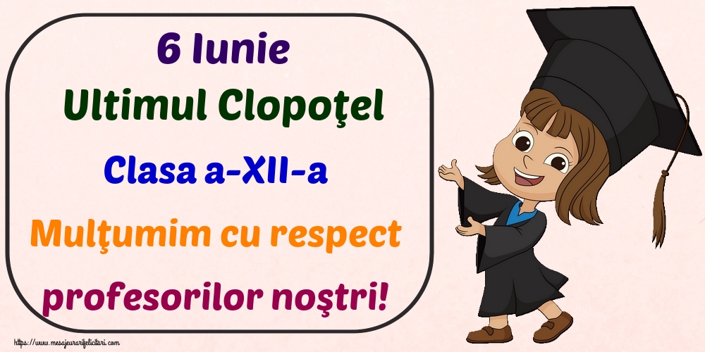 6 Iunie Ultimul Clopoţel Clasa a-XII-a Mulţumim cu respect profesorilor noştri!