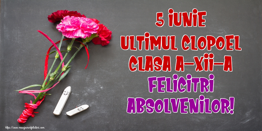 5 Iunie Ultimul Clopoţel Clasa a-XII-a Felicitări absolvenților!