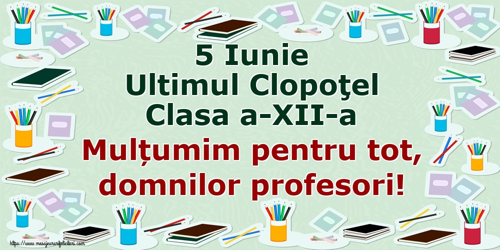 5 Iunie Ultimul Clopoţel Clasa a-XII-a Mulțumim pentru tot, domnilor profesori!