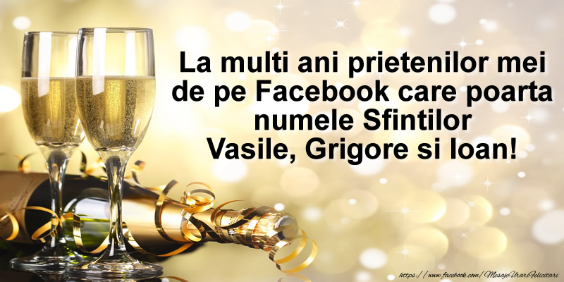La multi ani prietenilor mei de pe Facebook care poarta numele Sfintilor Vasile, Grigore si Ioan!