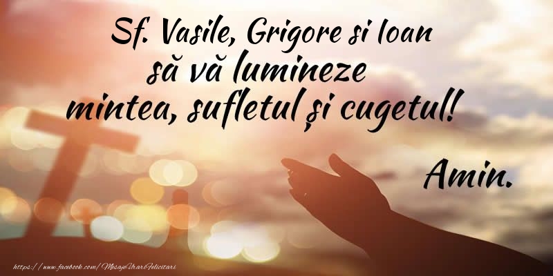 Sf. Vasile, Grigore si Ioan sa va lumineze mintea, sufletul si cugetul! Amin.