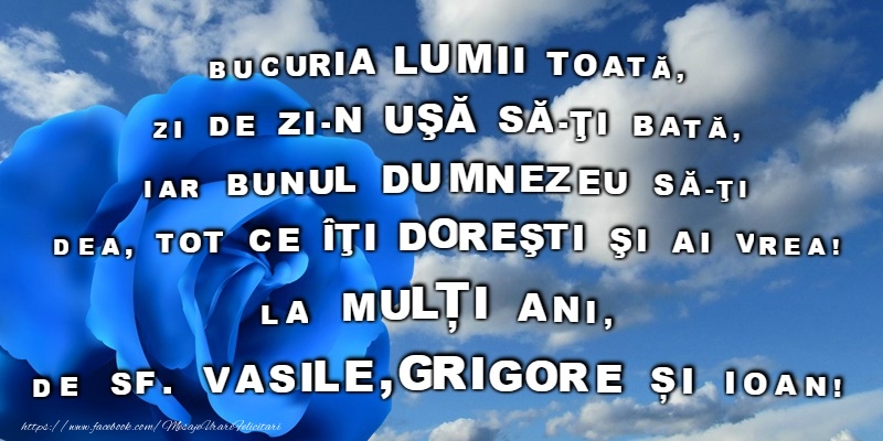 La multi ani de Sfintii Vasile, Grigore si Ioan!