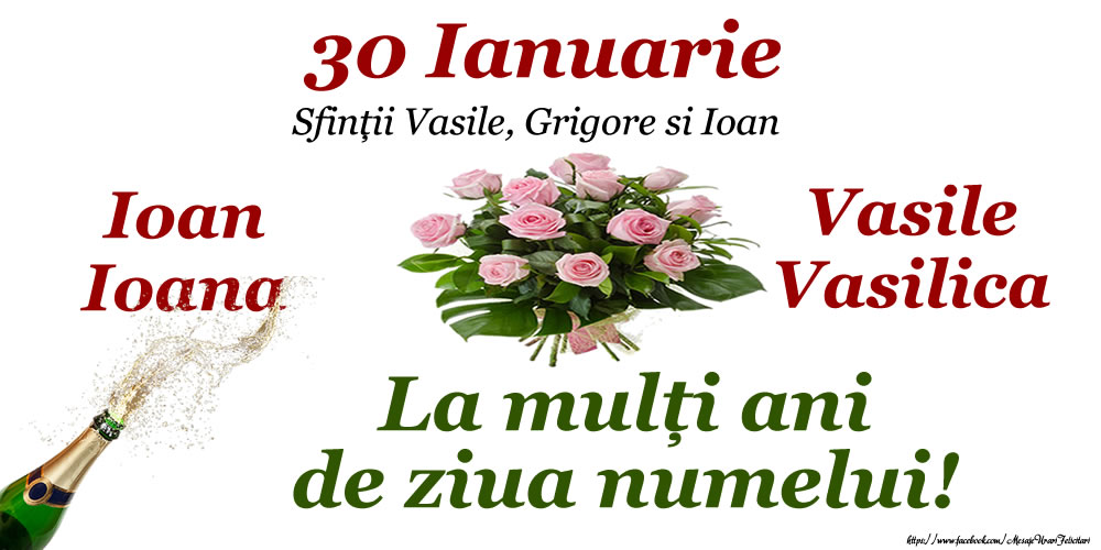 Felicitari de Sfintii Vasile, Grigore si Ioan - 30 Ianuarie - Sfinții Vasile, Grigore si Ioan - La multi ani de ziua numelui! - mesajeurarifelicitari.com