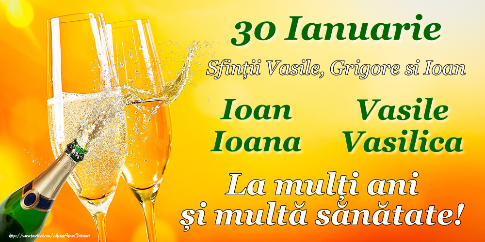 30 Ianuarie - Sfinții Vasile, Grigore si Ioan - La multi ani si multa sanatate!