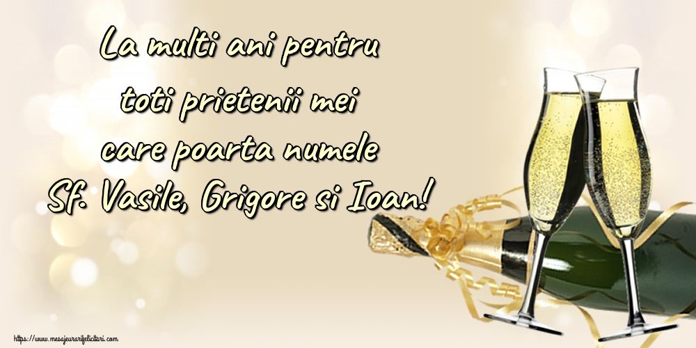 La multi ani pentru toti prietenii mei care poarta numele Sf. Vasile, Grigore si Ioan!