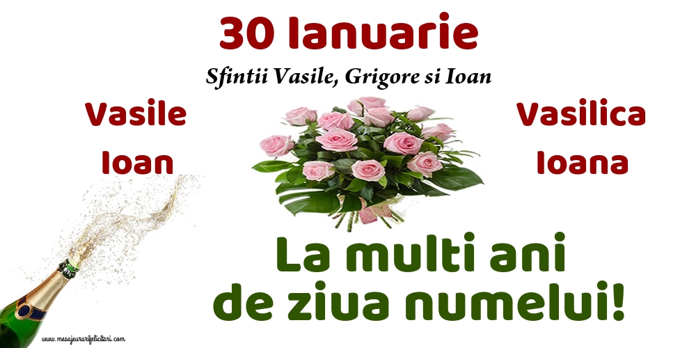 Felicitari de Sfintii Vasile, Grigore si Ioan - 30 Ianuarie  - Sfintii Vasile, Grigore si Ioan - mesajeurarifelicitari.com