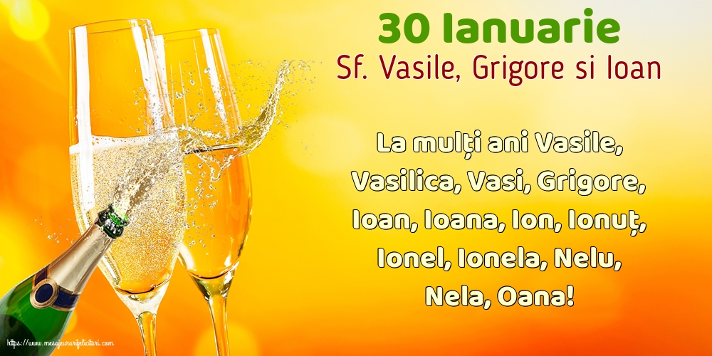 Felicitari de Sfintii Vasile, Grigore si Ioan - 30 Ianuarie - Sf. Vasile, Grigore si Ioan - mesajeurarifelicitari.com