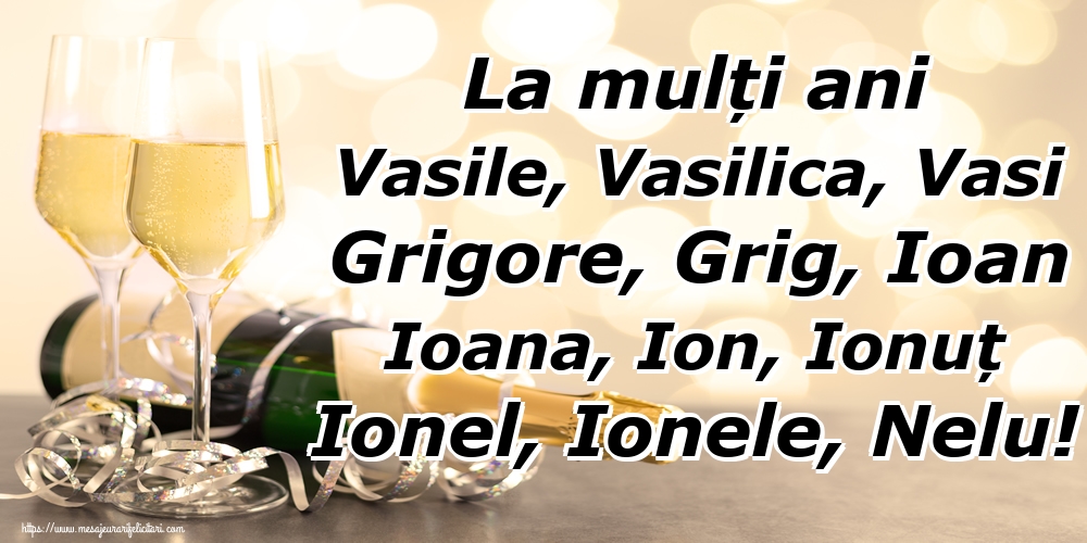 La mulți ani Vasile, Vasilica, Vasi Grigore, Grig, Ioan Ioana, Ion, Ionuț Ionel, Ionele, Nelu!