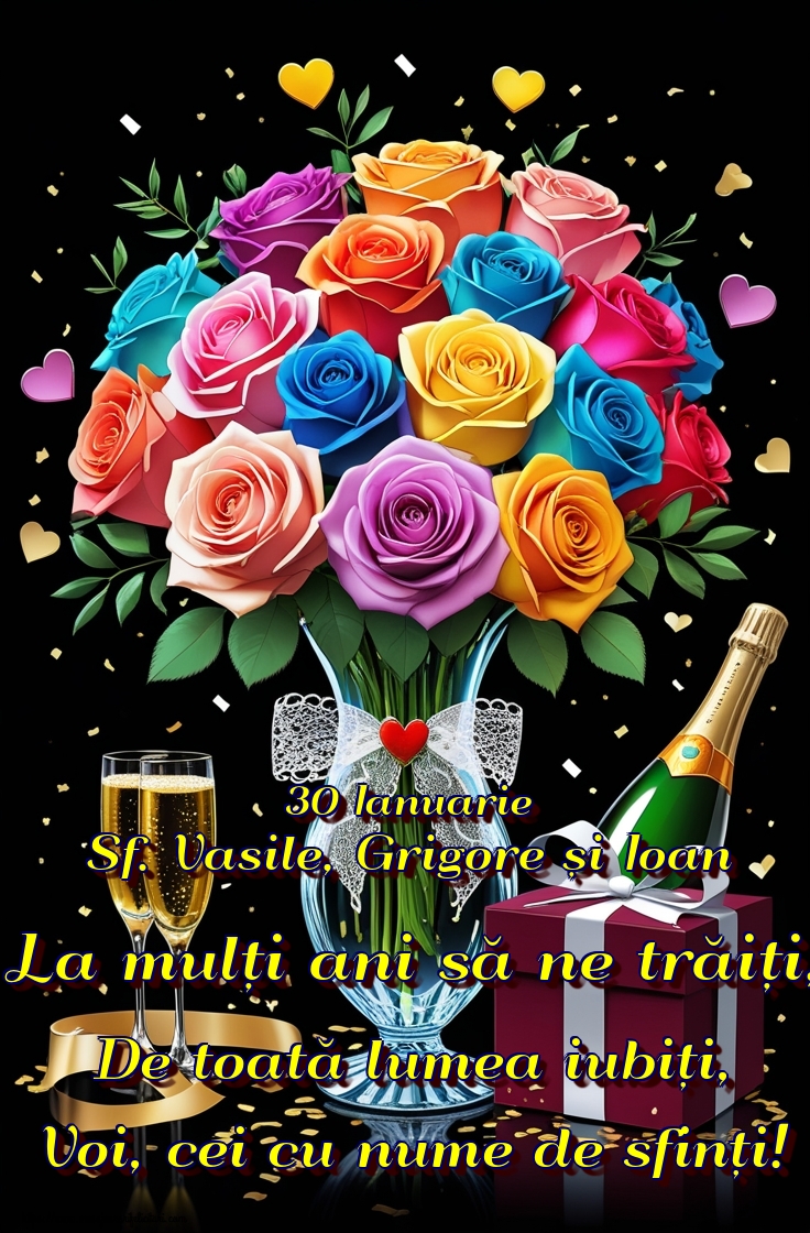 Felicitari de Sfintii Vasile, Grigore si Ioan - 30 Ianuarie Sf. Vasile, Grigore și Ioan La mulți ani să ne trăiți, De toată lumea iubiți, Voi, cei cu nume de sfinți! - mesajeurarifelicitari.com