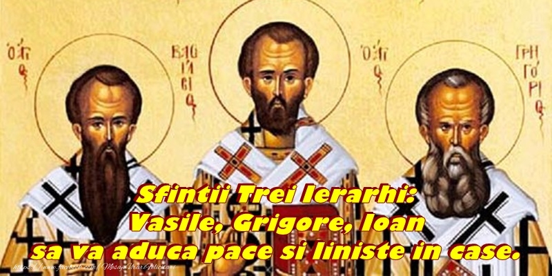 Felicitari de Sfintii Vasile, Grigore si Ioan - Sfintii Trei Ierarhi Vasile, Grigore si Ioan sa va aduca pace si liniste in case. - mesajeurarifelicitari.com