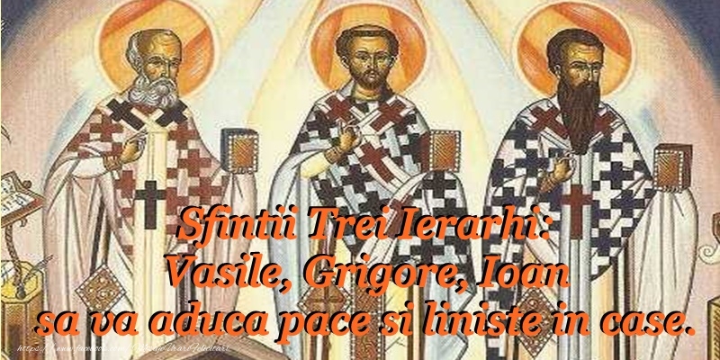 Felicitari de Sfintii Vasile, Grigore si Ioan - Sfintii Trei Ierarhi Vasile, Grigore si Ioan sa va aduca pace si liniste in case. - mesajeurarifelicitari.com