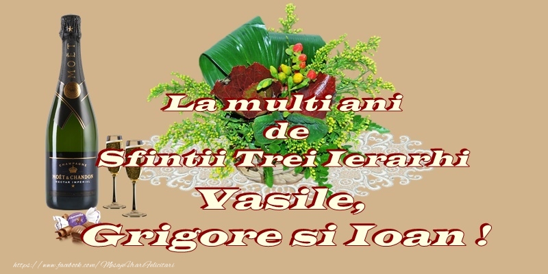 Felicitari de Sfintii Vasile, Grigore si Ioan - La multi ani de Sfintii Trei Ierarhi Vasile, Grigore si Ioan! - mesajeurarifelicitari.com