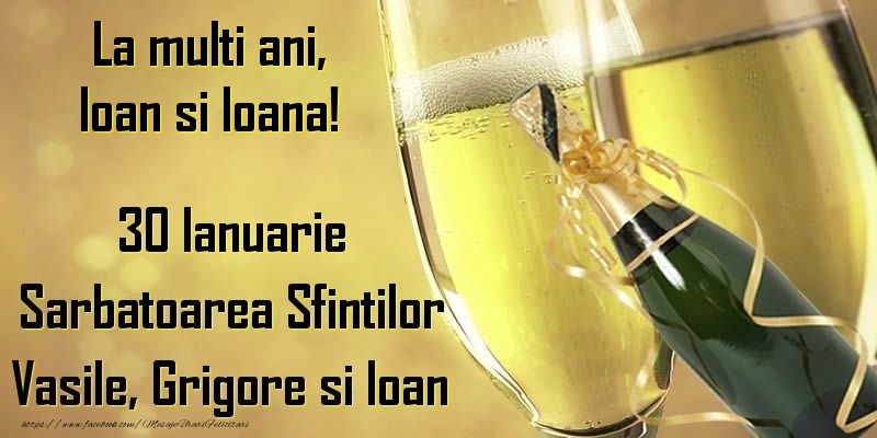 30 Ianuarie - Sarbatoarea Sfintilor Vasile, Grigore si Ioan La multi ani, Ioan si Ioana!