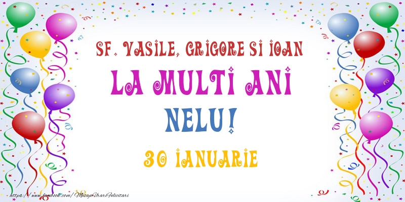 Felicitari de Sfintii Vasile, Grigore si Ioan - La multi ani Nelu! 30 Ianuarie - mesajeurarifelicitari.com
