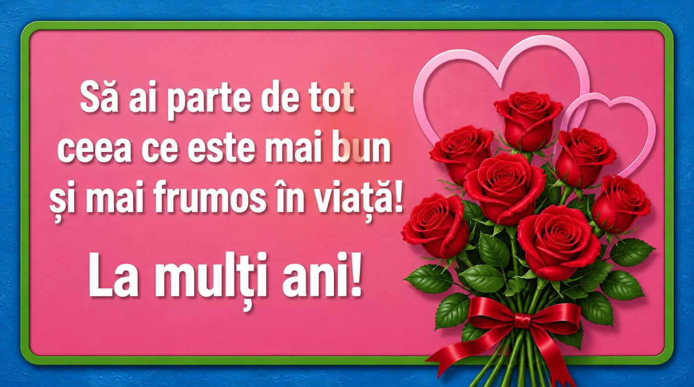 Zi de nastere Să ai parte de tot ceea ce este mai bun și mai frumos în viață! La mulți ani! ~ desen cu trandafiri și inimioare