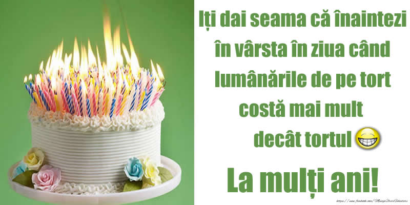 Felicitari de zi de nastere - Iți dai seama că înaintezi în vârsta în ziua când lumânările de pe tort costă mai mult decât tortul. La mulți ani! - mesajeurarifelicitari.com