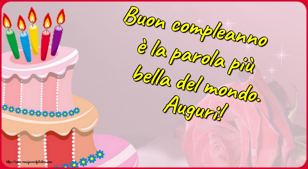 Felicitari de zi de nastere in Italiana - Buon compleanno è la parola più bella del mondo. Auguri!