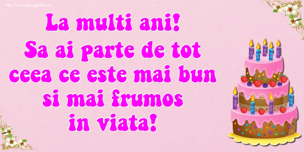 La multi ani! Sa ai parte de tot ceea ce este mai bun si mai frumos in viata!