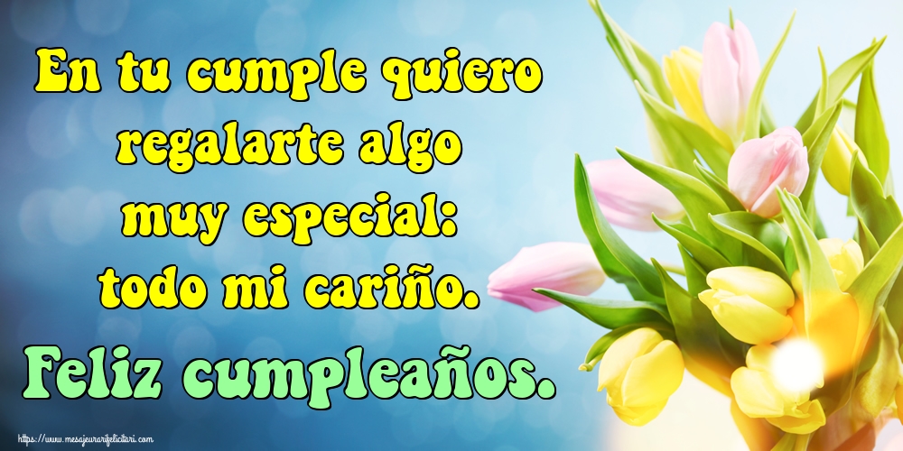 Felicitari de zi de nastere - En tu cumple quiero regalarte algo muy especial: todo mi cariño. Feliz cumpleaños. - mesajeurarifelicitari.com