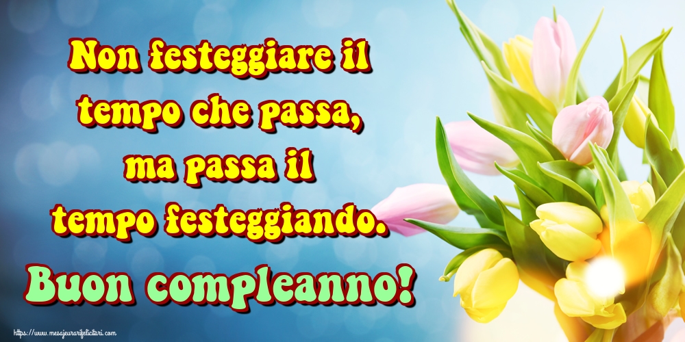 Felicitari de zi de nastere - Non festeggiare il tempo che passa, ma passa il tempo festeggiando. Buon compleanno! - mesajeurarifelicitari.com